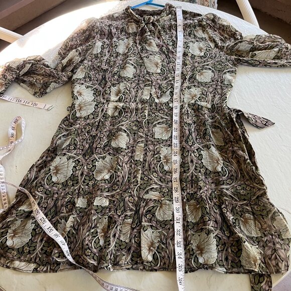 Morris & Co x PAIGE Vittoria Pimpernel 100% Silk Mini Dress Size L - Picture 6 of 12